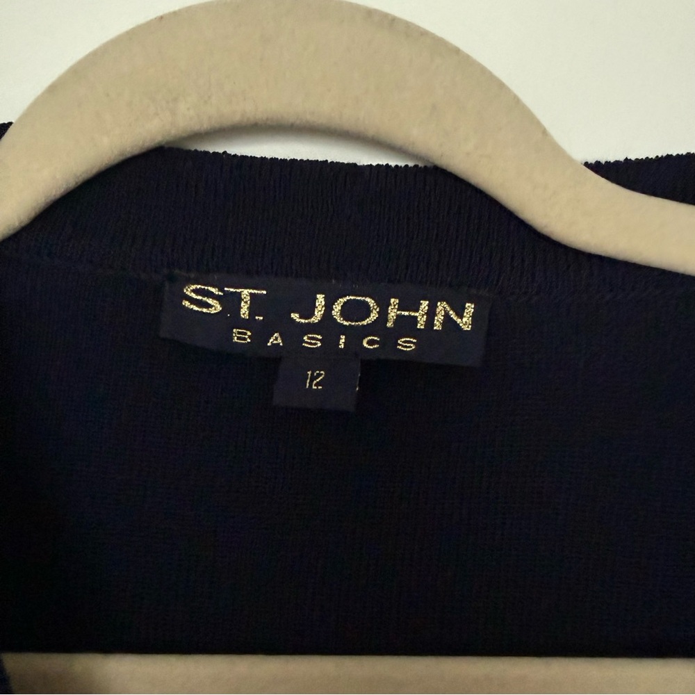 ST JOHN button up cardigan Womens Elegant Designer US 12 Navy Blue & Gold - Picture 2 of 5